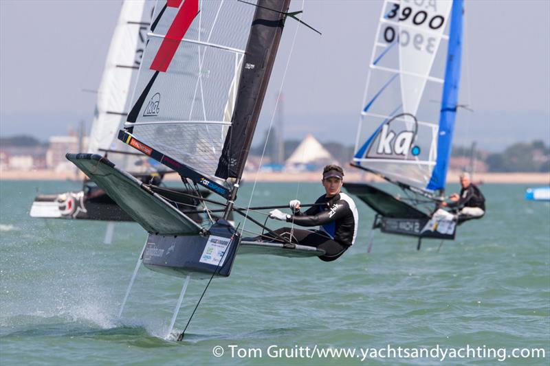 Scott Babbage on the final day of International Moth World Championships photo copyright Tom Gruitt / YachtsandYachting.com taken at Hayling Island Sailing Club and featuring the International Moth class