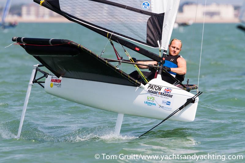 Ben Paton on the final day of International Moth World Championships photo copyright Tom Gruitt / YachtsandYachting.com taken at Hayling Island Sailing Club and featuring the International Moth class