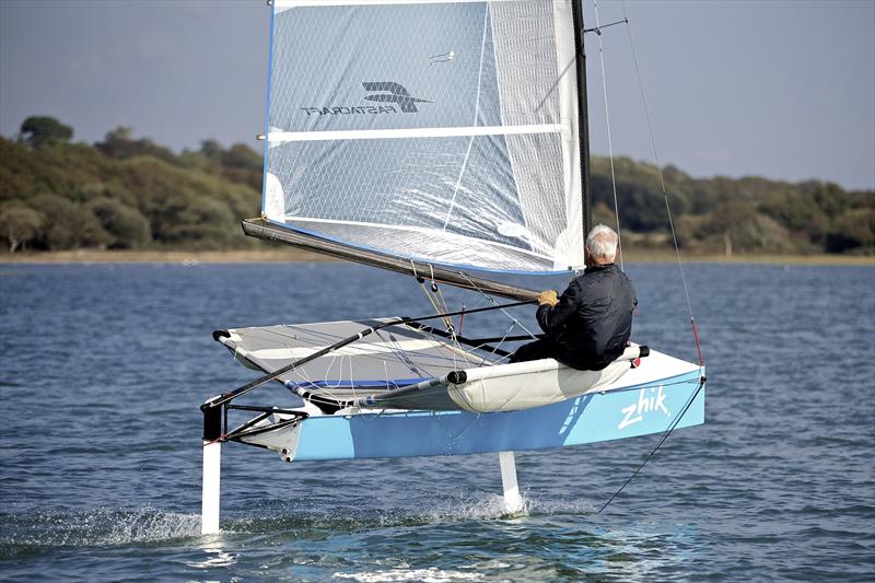 Pete Conway sailing his International Moth in the Western Solent - photo © LPB Aerial Imagery