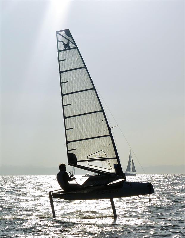 Chris Rashley training for the 2015 Moth Worlds photo copyright Chris Rashley taken at Stokes Bay Sailing Club and featuring the International Moth class