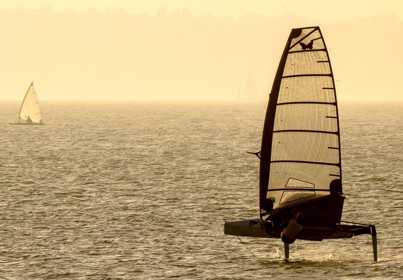 Chris Rashley training for the 2015 Moth Worlds photo copyright Chris Rashley taken at Stokes Bay Sailing Club and featuring the International Moth class