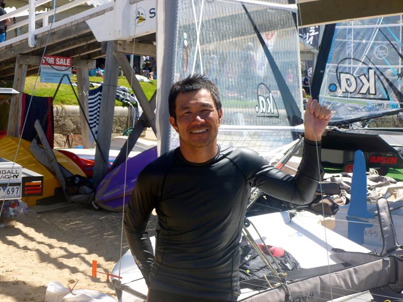 Hiroki Goto wins finals race 1 at the 2015 McDougall   McConaghy International Moth Worlds photo copyright Beau Outteridge / www.beauoutteridge.com taken at Sorrento Sailing Couta Boat Club and featuring the International Moth class