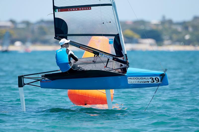 Chris Draper during finals race 1 at the 2015 McDougall   McConaghy International Moth Worlds photo copyright Th. Martinez / Sea&Co / 2015 Moth Worlds taken at Sorrento Sailing Couta Boat Club and featuring the International Moth class