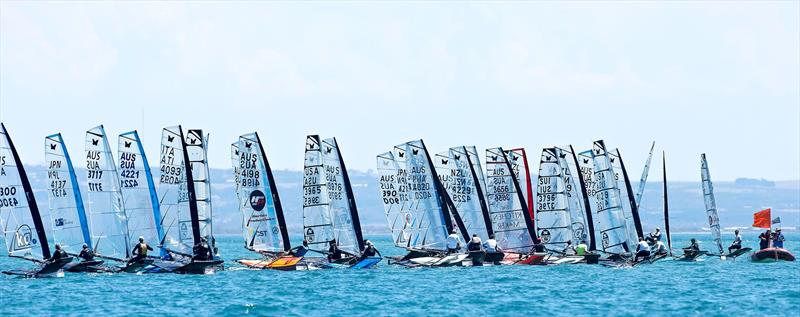 Gold fleet finals race 1 starts at the 2015 McDougall   McConaghy International Moth Worlds photo copyright Th. Martinez / Sea&Co / 2015 Moth Worlds taken at Sorrento Sailing Couta Boat Club and featuring the International Moth class
