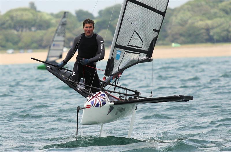 Chris Rashley mid-tack during the International Moth UK Nationals at Stokes Bay photo copyright Mark Jardine taken at Stokes Bay Sailing Club and featuring the International Moth class