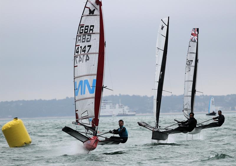 Mike Lennon on day 2 of the International Moth UK Nationals at Stokes Bay photo copyright Mark Jardine taken at Stokes Bay Sailing Club and featuring the International Moth class