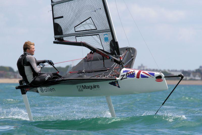 Chris Rashley on day 3 of the 2015 International Moth UK Nationals at Stokes Bay photo copyright Mark Jardine taken at Stokes Bay Sailing Club and featuring the International Moth class