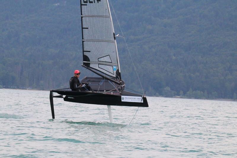 Max Maege at the International Moth Eurocup act 6 in Germany photo copyright Fanziska Maege taken at Segelclub Walchensee and featuring the International Moth class
