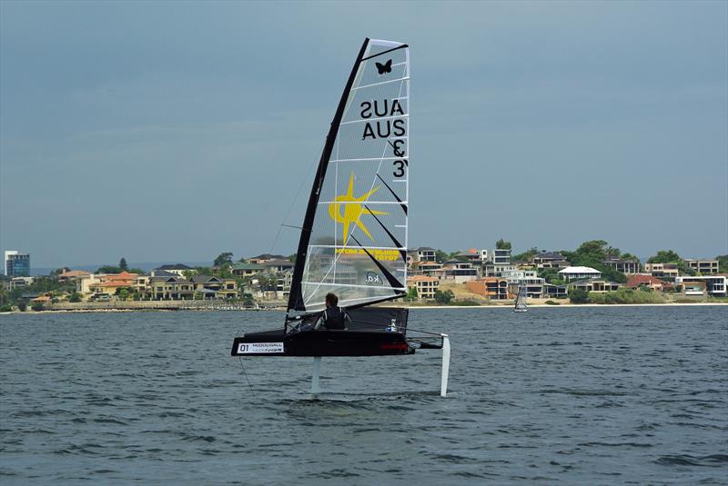 Josh Mcknight on day 1 of the McDougall McConaghy 2016 International Moth Australian Championship - photo © Rick Steuart / Perth Sailing Photography
