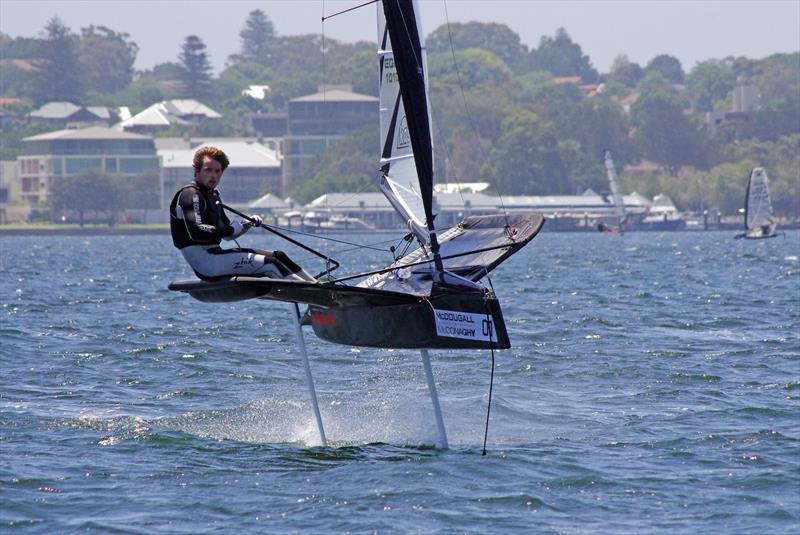 Josh Mcknight  on day 4 of the McDougall McConaghy 2016 International Moth Australian Championship - photo © Rick Steuart / Perth Sailing Photography