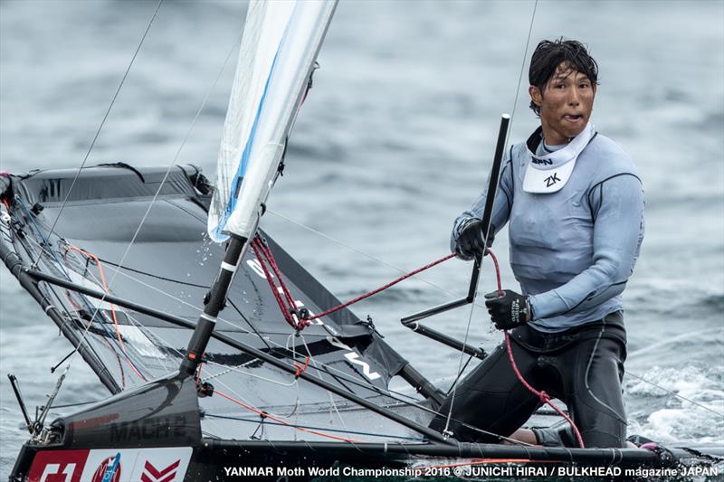 Shinji Hachiyama on day 3 at the YANMAR Moth Worlds photo copyright YANMAR Moth World Championship 2016 / Junichi Hirai / BULKHEAD magazine JAPAN taken at  and featuring the International Moth class