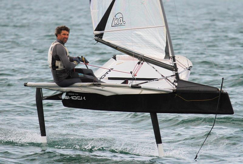 Simon Hiscocks on day 1 of the VRsport.tv International Moth UK Nationals in Weymouth - photo © Mark Jardine / IMCA UK