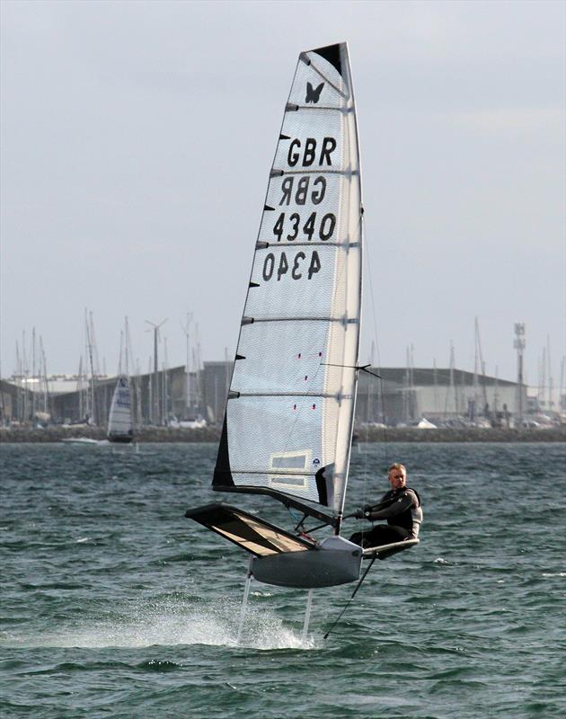 Robert Greenhalgh on day 2 of the VRsport.tv International Moth UK Nationals in Weymouth photo copyright Mark Jardine / IMCA UK taken at Weymouth & Portland Sailing Academy and featuring the International Moth class