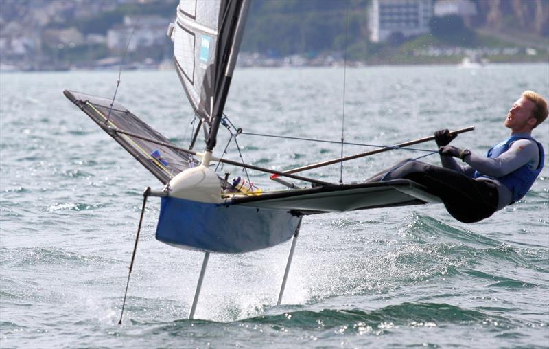 Ross Harvey on day 4 of the UK International Moth Nationals at Paignton photo copyright Mark Jardine / IMCA UK taken at Paignton Sailing Club and featuring the International Moth class