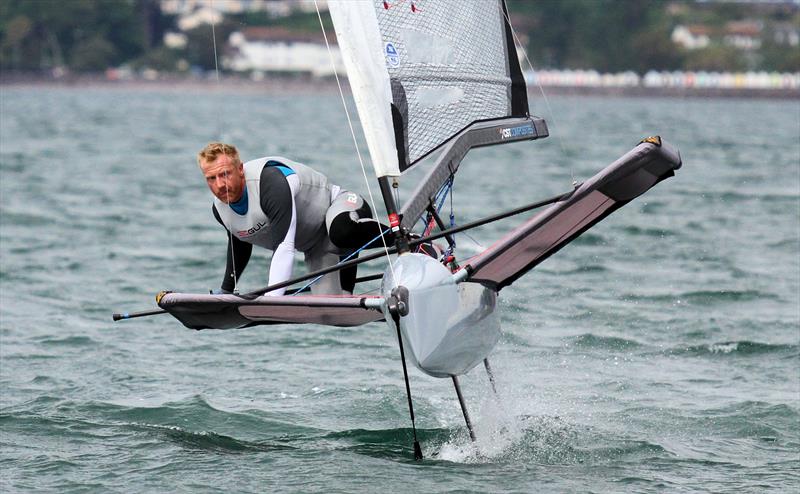 Tom Offer on day 4 of the UK International Moth Nationals at Paignton photo copyright Mark Jardine / IMCA UK taken at Paignton Sailing Club and featuring the International Moth class