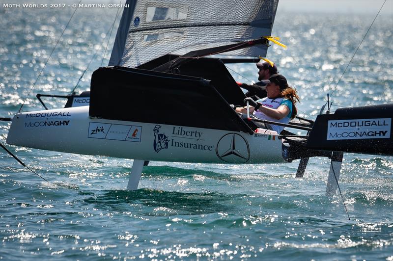 Day 4 of the Moth Worlds on Lake Garda photo copyright Martina Orsini taken at Fraglia Vela Malcesine and featuring the International Moth class