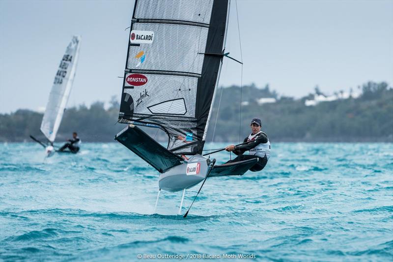 Paul Goodison wins both races on day 2 of the 2018 Bacardi Moth Worlds in Bermuda photo copyright Beau Outteridge / www.beauoutteridge.com taken at Royal Bermuda Yacht Club and featuring the International Moth class