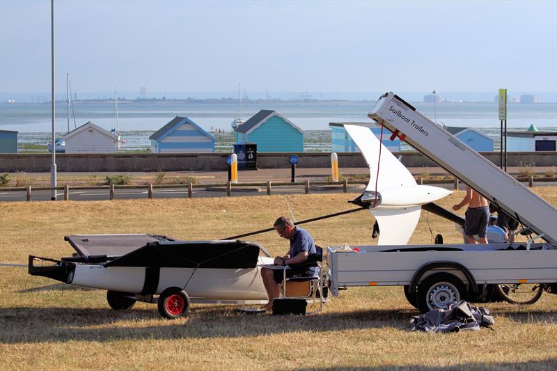 Final preparations ahead of the Noble Allen 2018 International Moth UK Championship at Thorpe Bay - photo © Mark Jardine / IMCA UK