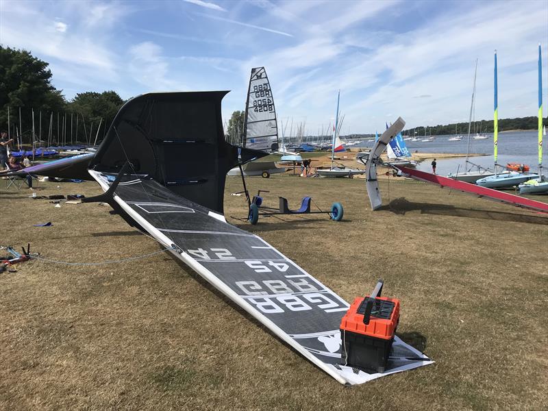 Valkyrie prepares for launch at Rutland photo copyright James Sainsbury taken at Rutland Sailing Club and featuring the International Moth class