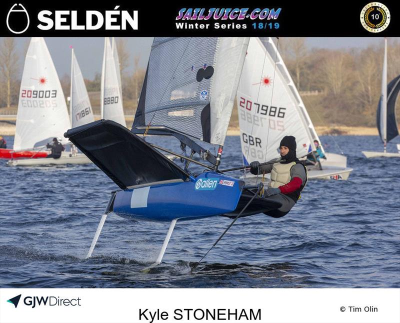Kyle Stoneham during the Fernhurst Books Draycote Dash 2018 photo copyright Tim Olin / www.olinphoto.co.uk taken at Draycote Water Sailing Club and featuring the International Moth class