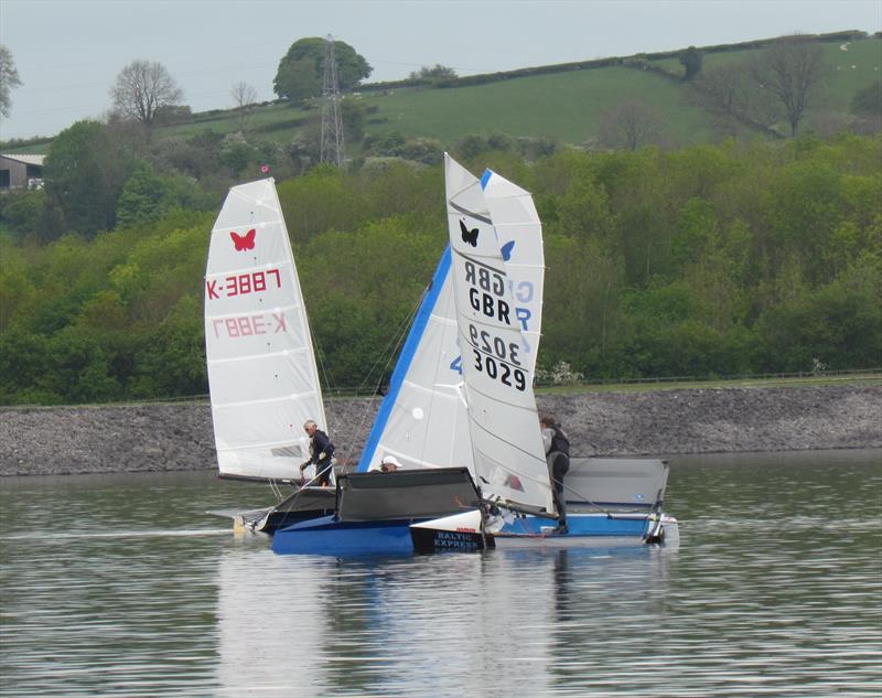Not quite entangled Moths during the 2019 Lowrider Moth Nationals at Carsington photo copyright Matt Rutter taken at Carsington Sailing Club and featuring the International Moth class