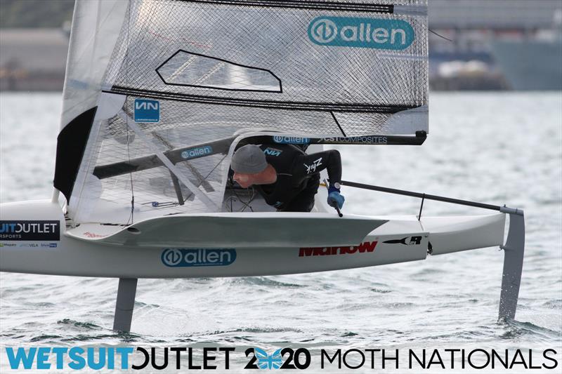 Ross Harvey mid-gybe on day 5 of the Wetsuit Outlet UK Moth Nationals photo copyright Mark Jardine / IMCA UK taken at Weymouth & Portland Sailing Academy and featuring the International Moth class