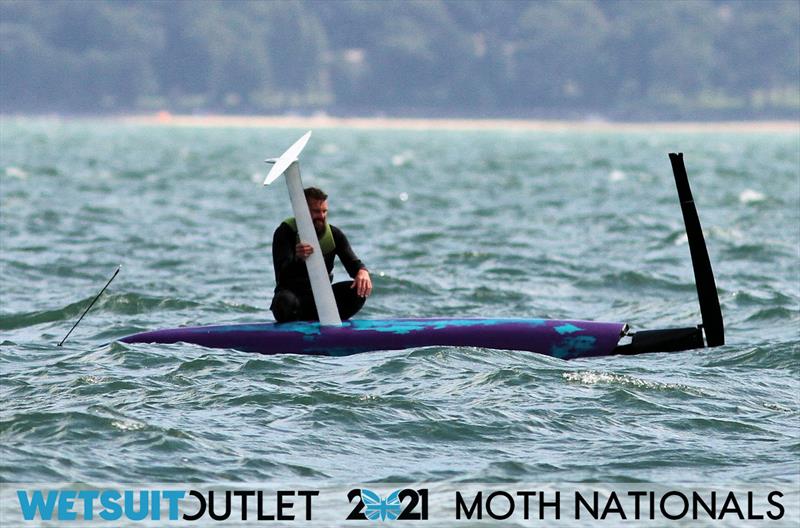 An early end for James Sainsbury on day 1 of the Wetsuit Outlet UK Moth Nationals 2021 - photo © Mark Jardine / IMCA UK