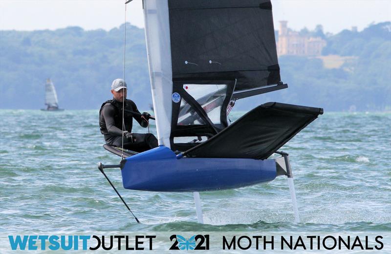 Dan Ward on day 1 of the Wetsuit Outlet UK Moth Nationals 2021 photo copyright Mark Jardine / IMCA UK taken at Stokes Bay Sailing Club and featuring the International Moth class