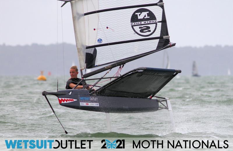 Alex Barone on day 2 of the Wetsuit Outlet UK Moth Nationals 2021 photo copyright Mark Jardine / IMCA UK taken at Stokes Bay Sailing Club and featuring the International Moth class