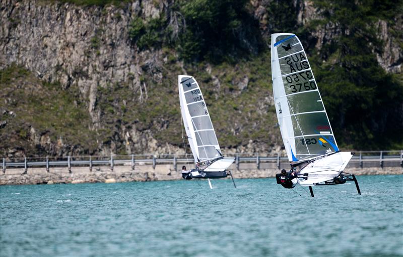 International Moth Europeans at St Moritz day 4 photo copyright Loris von Siebenthal taken at  and featuring the International Moth class