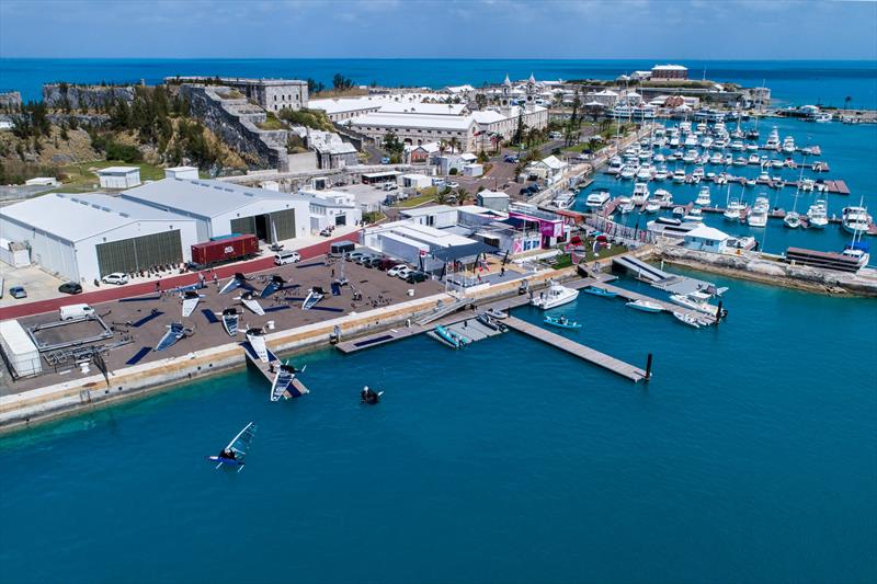 Bacardi Moth Worlds in Bermuda day 4 postponed due to light winds photo copyright John Singleton taken at Royal Bermuda Yacht Club and featuring the International Moth class