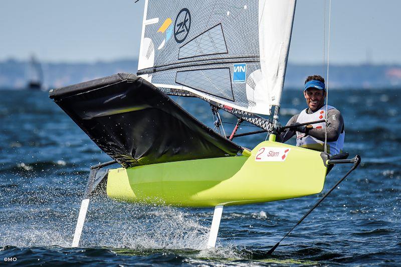 David Hivey at the International Moth European Championship 2018 in Borstahusen, Sweden photo copyright Martina Orsini taken at  and featuring the International Moth class