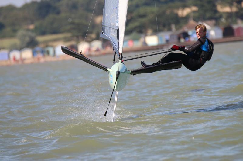 Ben Clegg on his way to victory at Learning & Skills Solutions Pyefleet Week photo copyright William Stacey taken at Brightlingsea Sailing Club and featuring the International Moth class