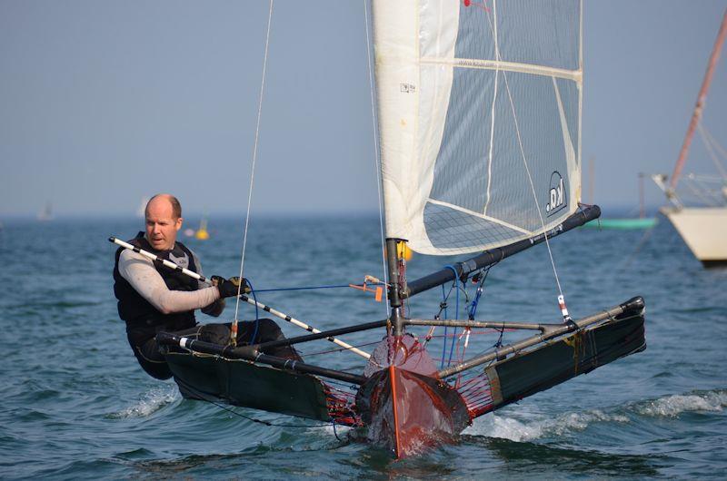 John Edwards in his Hungry Tiger at Abersoch photo copyright George Edwards taken at Abersoch Sailing Club and featuring the International Moth class