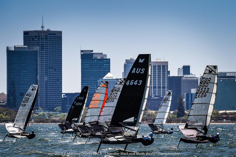 2019 Chandler Macleod Moth Worlds fleet photo copyright Martina Orsini taken at Mounts Bay Sailing Club, Australia and featuring the International Moth class