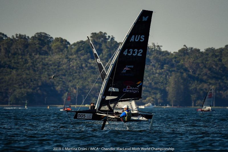 Tom Burton showed a clean pair of heels to take two wins and a second in today's racing - 2019 Chandler Macleod Moth Worlds day 2 photo copyright Martina Orsini taken at Mounts Bay Sailing Club, Australia and featuring the International Moth class