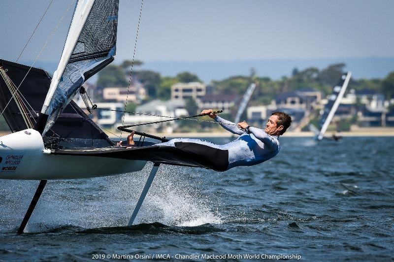 American Brad Funk has been in the mix at the front of the fleet photo copyright Martina Orsini taken at Mounts Bay Sailing Club, Australia and featuring the International Moth class
