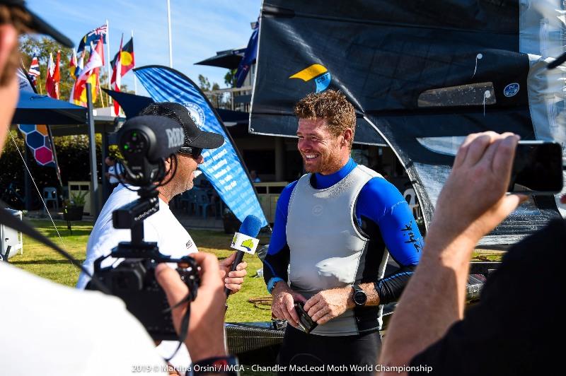 Tom Slingsby is interviewed by Down Under Sail after racing photo copyright Martina Orsini taken at Mounts Bay Sailing Club, Australia and featuring the International Moth class