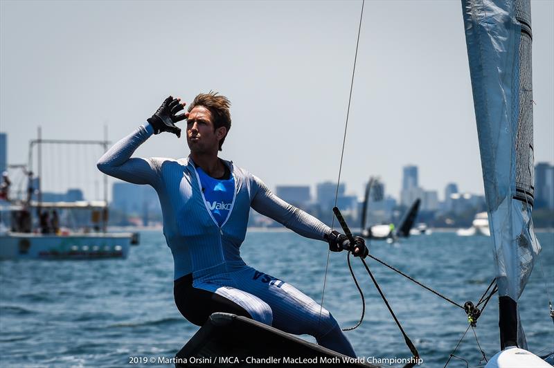 American Brad Funk making the most of the Australian sunshine at the 2019 Chandler Macleod Moth Worlds photo copyright Martina Orsini taken at Mounts Bay Sailing Club, Australia and featuring the International Moth class
