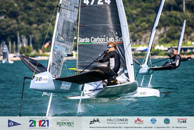 Redoro Frantoi Veneti Moth Worlds 2021. Nicolai Jacobsen (HKG) photo copyright Martina Orsini taken at Fraglia Vela Malcesine and featuring the International Moth class