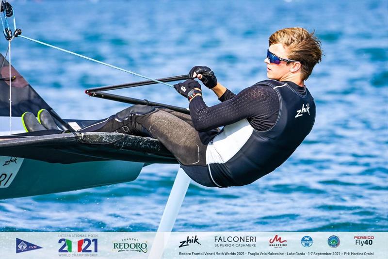 Redoro Frantoi Veneti Moth Worlds 2021. Nicolai Jacobsen (HKG) photo copyright Martina Orsini taken at Fraglia Vela Malcesine and featuring the International Moth class