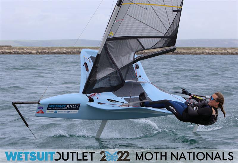 Emily Nagel on Day 1 of the 2022 Wetsuit Outlet UK Moth Class Nationals at the WPNSA photo copyright Mark Jardine / IMCA UK taken at Weymouth & Portland Sailing Academy and featuring the International Moth class