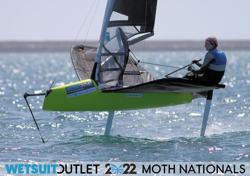 Josie Gliddon on Day 2 of the 2022 Wetsuit Outlet UK Moth Class Nationals at the WPNSA photo copyright Mark Jardine / IMCA UK taken at Weymouth & Portland Sailing Academy and featuring the International Moth class