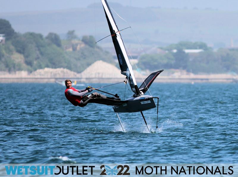 Simon Hiscocks on Day 2 of the 2022 Wetsuit Outlet UK Moth Class Nationals at the WPNSA photo copyright Mark Jardine / IMCA UK taken at Weymouth & Portland Sailing Academy and featuring the International Moth class