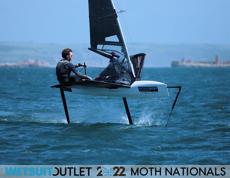 Eddie Bridle on Day 3 of the 2022 Wetsuit Outlet UK Moth Class Nationals at the WPNSA photo copyright Mark Jardine / IMCA UK taken at Weymouth & Portland Sailing Academy and featuring the International Moth class