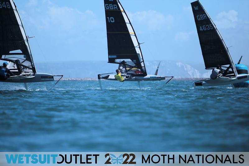 Dylan Fletcher in the pack on Day 3 of the 2022 Wetsuit Outlet UK Moth Class Nationals at the WPNSA - photo © Mark Jardine / IMCA UK