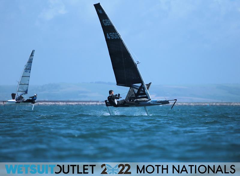 Kyle Stoneham on Day 3 of the 2022 Wetsuit Outlet UK Moth Class Nationals at the WPNSA photo copyright Mark Jardine / IMCA UK taken at Weymouth & Portland Sailing Academy and featuring the International Moth class