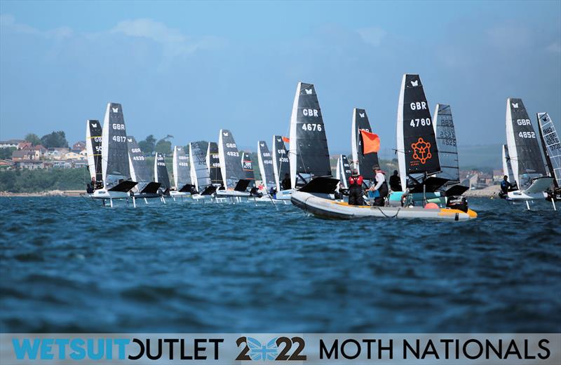 Race 9 Start on Day 3 of the 2022 Wetsuit Outlet UK Moth Class Nationals at the WPNSA photo copyright Mark Jardine / IMCA UK taken at Weymouth & Portland Sailing Academy and featuring the International Moth class