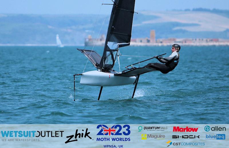 Jacob Pye, NZL 4841, on Day 1 of the Wetsuit Outlet and Zhik International Moth UK Open Championship 2023 photo copyright Mark Jardine / IMCA UK taken at Weymouth & Portland Sailing Academy and featuring the International Moth class