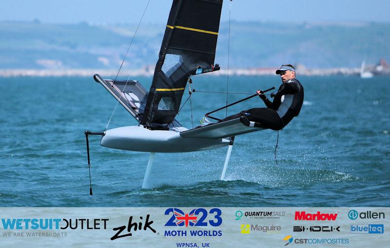 David Hivey, GBR 4968, on Day 1 of the Wetsuit Outlet and Zhik International Moth UK Open Championship 2023 photo copyright Mark Jardine / IMCA UK taken at Weymouth & Portland Sailing Academy and featuring the International Moth class